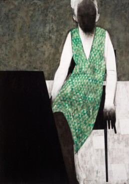 the teacher (green dress), 2013, watercolour and oil on paper 240 x 170 cm